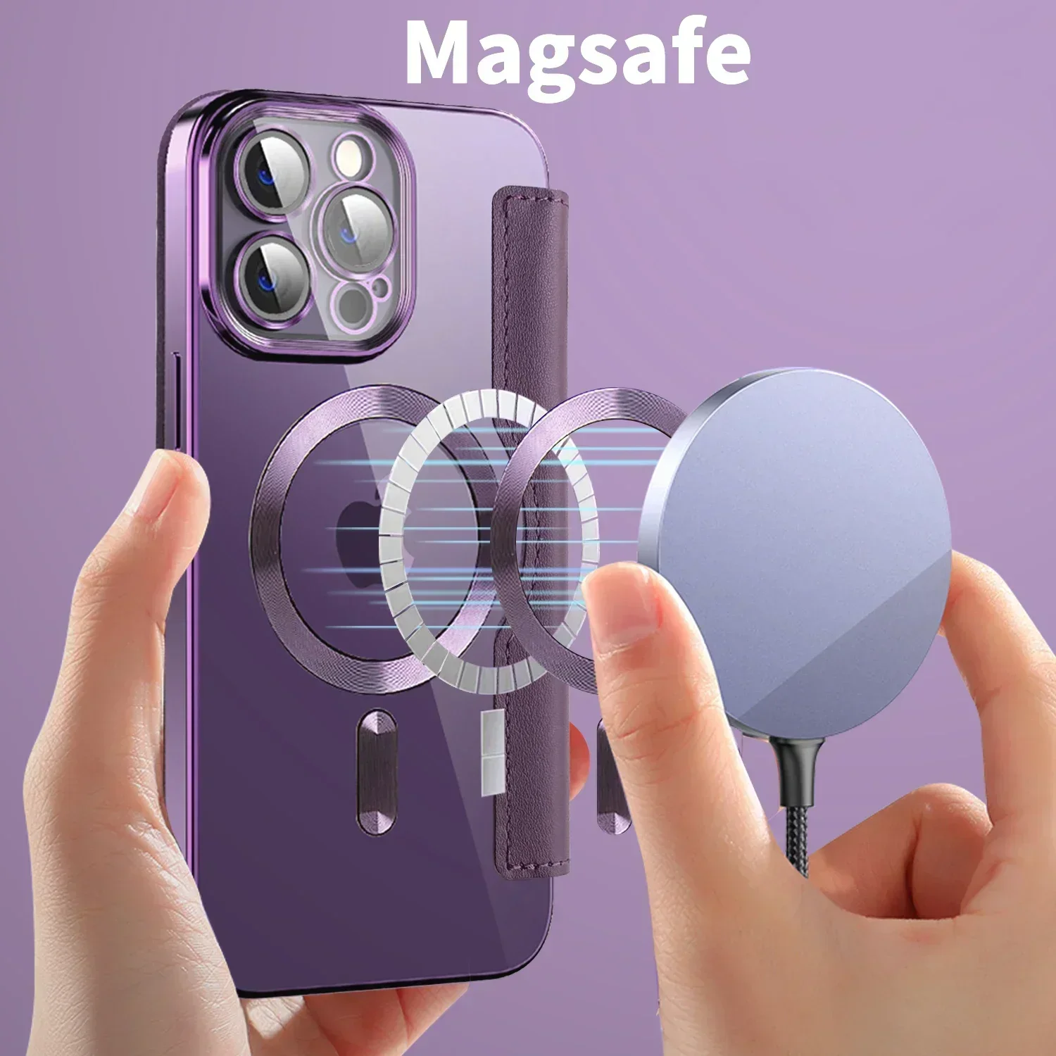 Electroplated Flip Leather Case with Magsafe Charging – Luxury Protection Cover