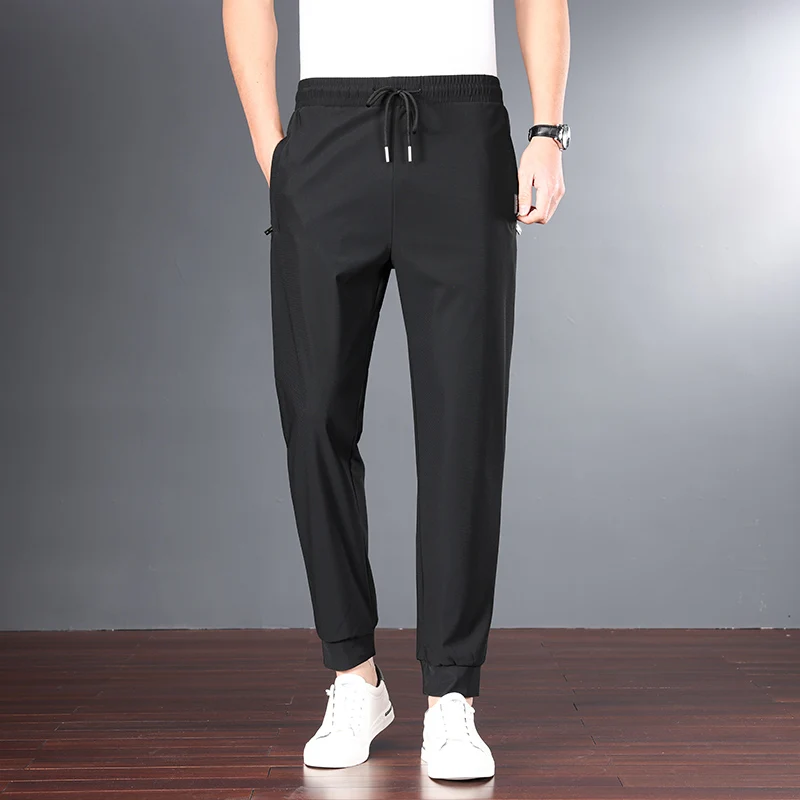 Elegant Fashion Harajuku Slim Fit Ropa Hombre Loose All Match Sport Casual Pants Pockets Thin Style Straight Leg Wide Leg Pants