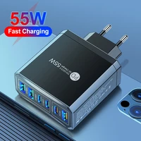 55W 3 USB 3 PD Charger Fast Charging QC3.0 Travel Charger For iPhone 15 14 Samsung Xiaomi Mobile Phone Adapter EU KR US UK Plug 2