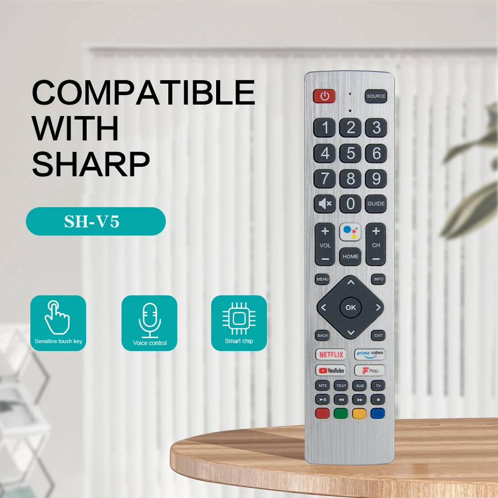 Telecomando Tv Vocale Per Sharp Aquos Shw/Rmc/0134 Netflix Prime Youtube F-Play Smart Tv Con Funzione Vocale