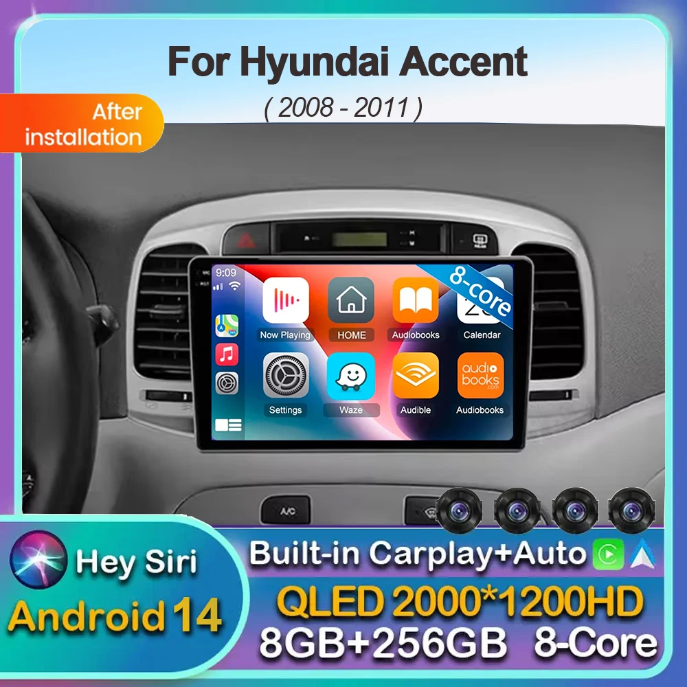 Android-14-Carplay-Auto-For-Hyundai-Accent-2008-2009-2010-2011-Car ...