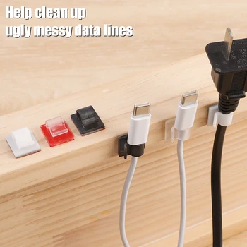 Wire Manager Device Self Adhered Fixed Wire Clamp Light String Storage Hook Charging Data Cable Organization Office Desk Storage 2