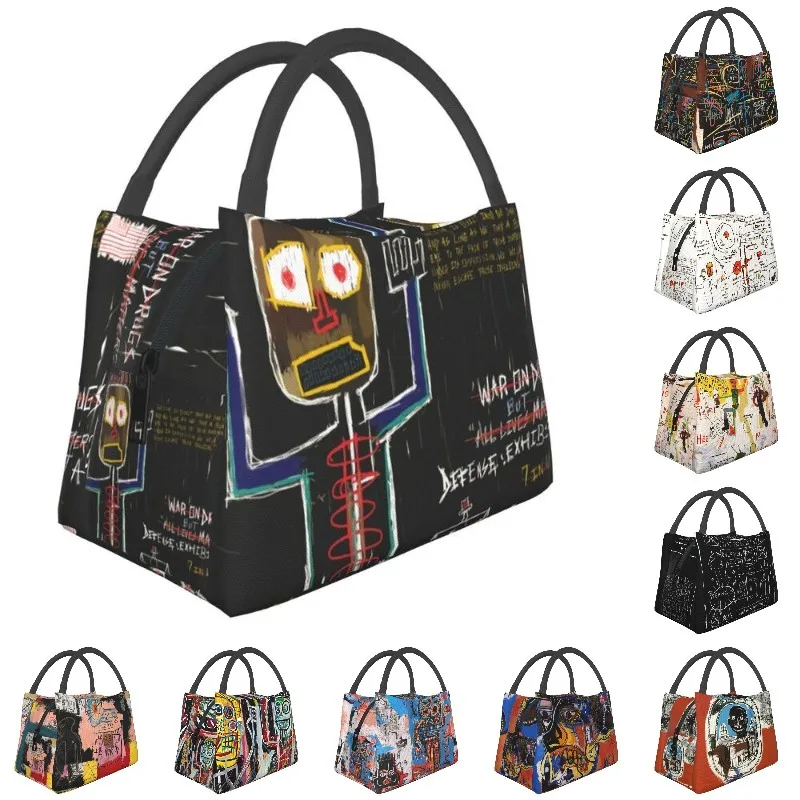 

Jean Michel Basquiats Portable Lunch Boxes Women Waterproof Street Pop Art Cooler Thermal Food Insulated Lunch Bag Container