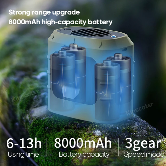 안전한 8000mAh 배터리로 효율적인 휴대용 허리팬과 LED 조명을 만나보세요.