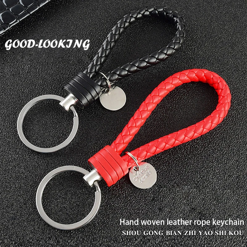 

1 PCS PU Leather Braided Woven Rope Keychain DIY Bag Pendant Key Chain Holder Key Car Trinket Keyring For Men Women Gift Jewelry