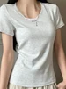 Slim Fit Pure Cotton ort Sve U-Ne T-irt Women's Summer Faionable Base Layer Top Versatile Body irt Knitted Cotton