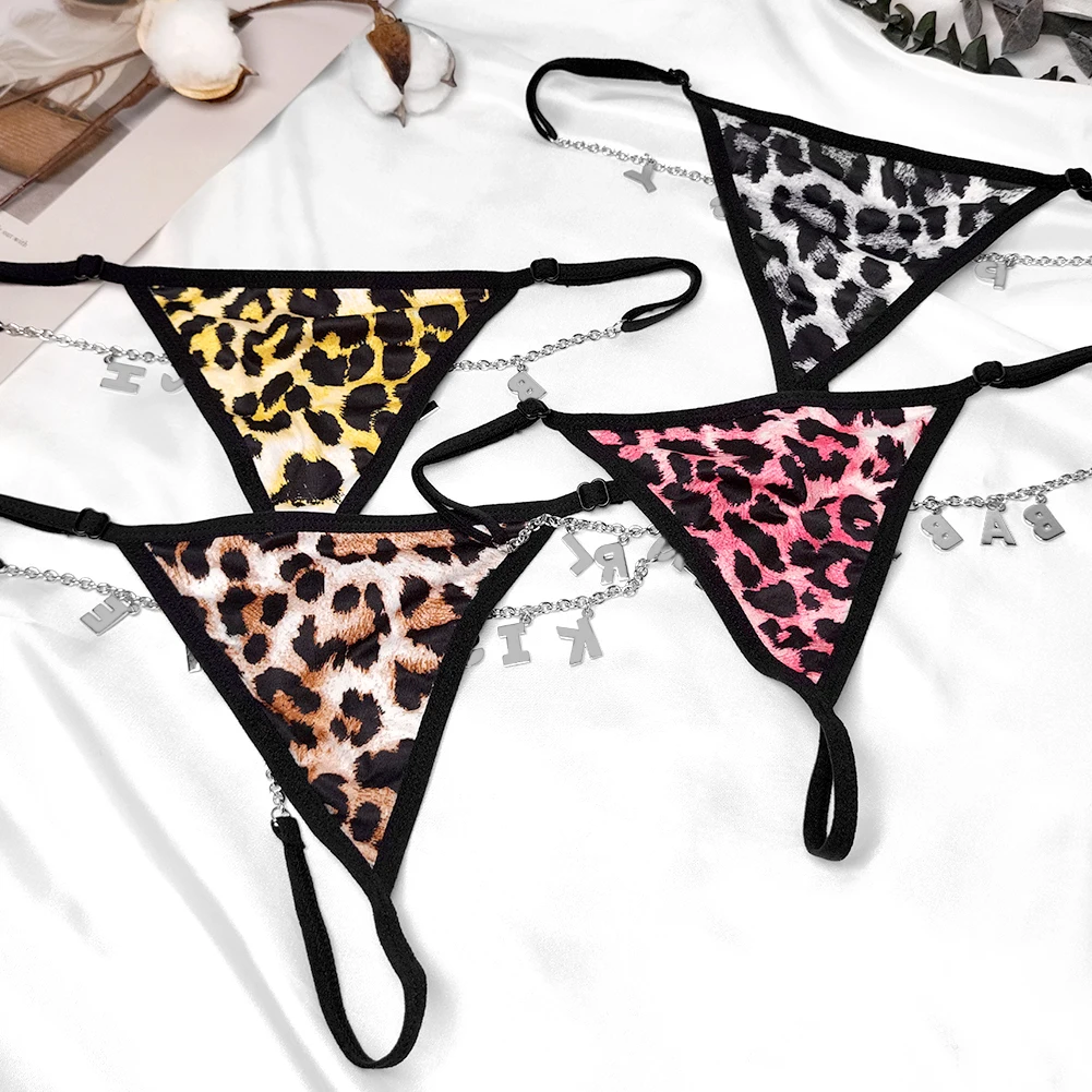 Personalized Shine Crystal Name Letters Waist Body Jewelry Women Sexy Leopard Bikini G-String Panties Girl Valentine's Day Gift