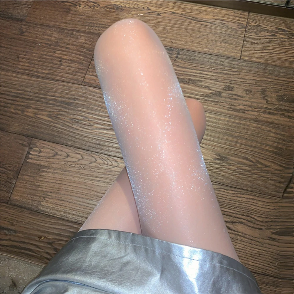 

Sexy Women's Shiny Sparkle Night Party Silver Glitter Stockings Tights Pantyhose Long Socks Transparent Pantyhose Female
