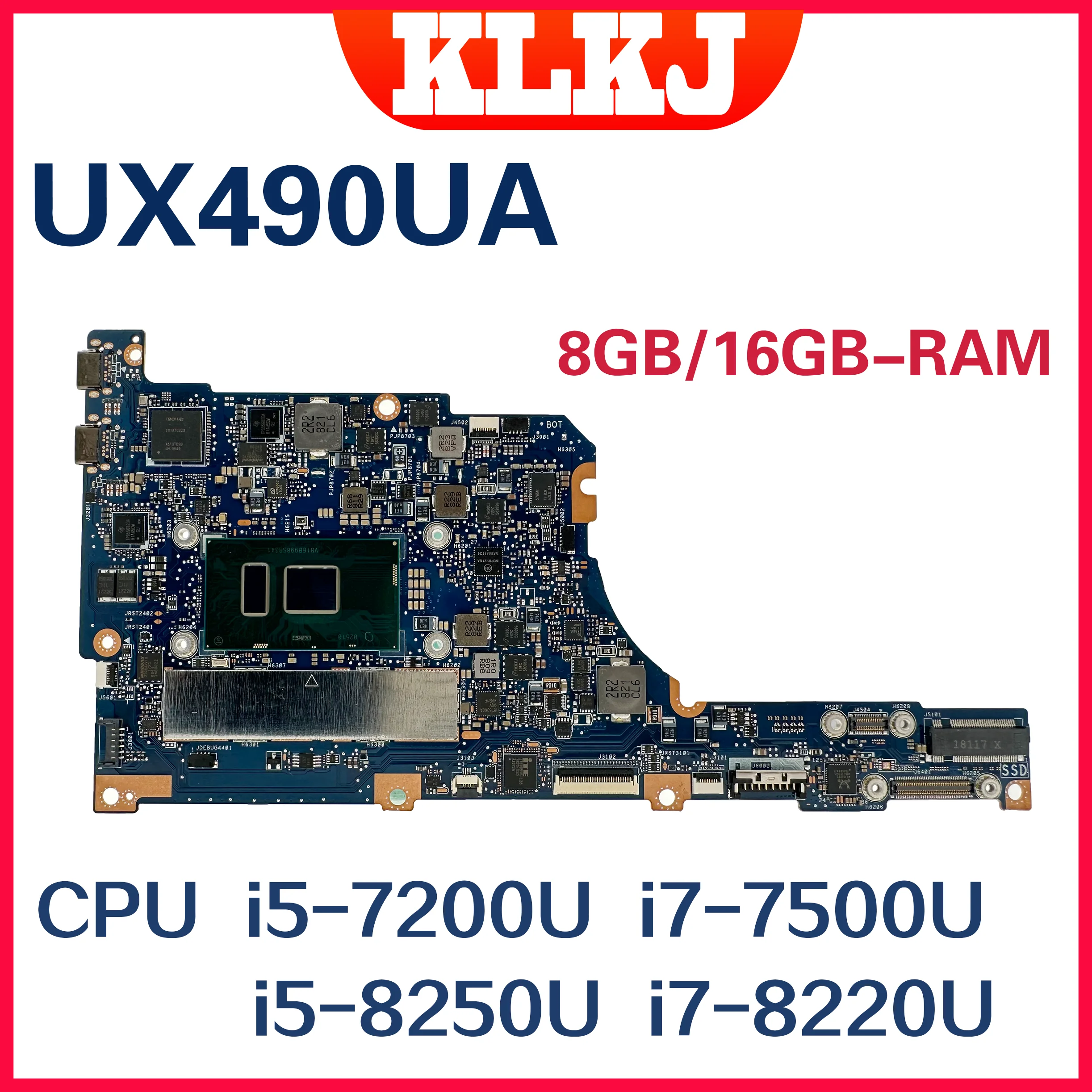 Ux490Ua Scheda Madre Muslimex Per Asus Zenbook Ux490Ca Scheda Madre Del Computer Portatile I7-8550U I5-8250U I5-7200U I7-7500U 16G 8Gb-Ram