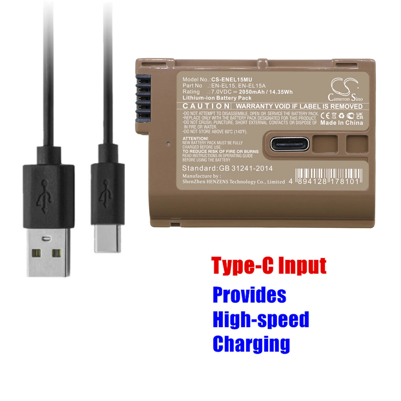 Batteria Della Fotocamera Per Mb-D17 Md-D16 Mb-D15 Mb-D14 Mb-N11 Mb-N10 Mh-25A Wt-7 Coolpix D800 2050Mah