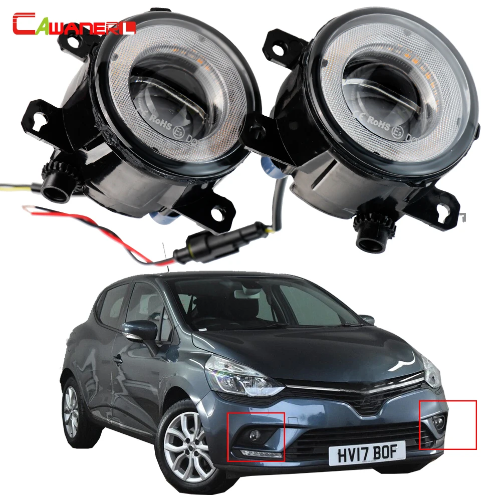 

2 Pieces Car Front Bumper LED Fog Light Assembly For Renault Clio IV 2012-2019 30W Angel Eye Fog DRL Daytime Running Lamp H11