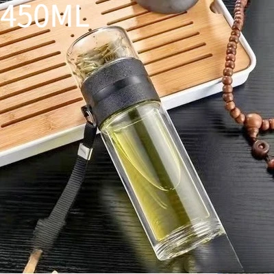 Double-Layer Glass Tea Infuser Bottle with Tea Filter