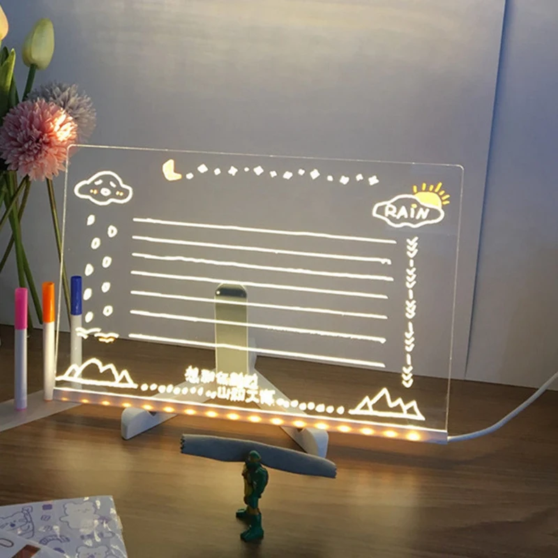 LED 노트 보드, 빛나는 아크릴 메시지 마커 보드, 조명 화이트 보드, 보드 노트