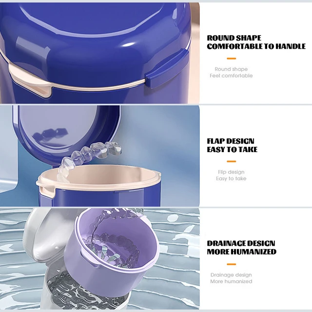 Fogak Tisztító Tok Szűrőkosárral Szűrő Kosár Áztató Csészével Fogszabályozó Berendezésekhez - Image 4