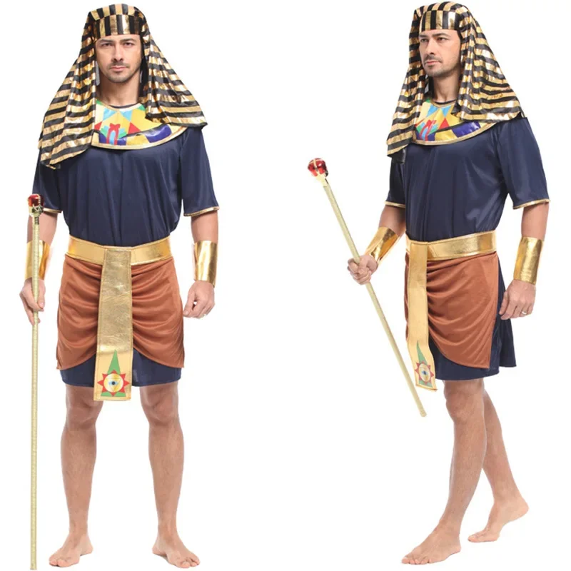 

Medieval Costume King Cosplay Costumes Men's Glod Egyptian Pharaoh Costumes Halloween Party Adults Clothing