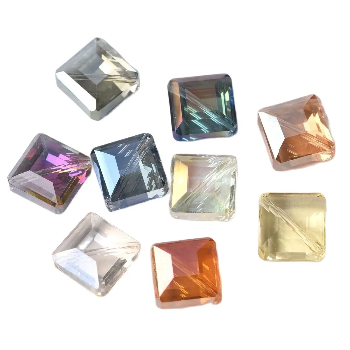 10pcs 13mm Diagonal Hole Square Faceted Cut Crystal Glass Loose Crafts Beads lot for DIY Jewelry Making 20pcs 8mm diagonal hole cube faceted colorful crystal glass loose beads for jewelry making diy crafts findings