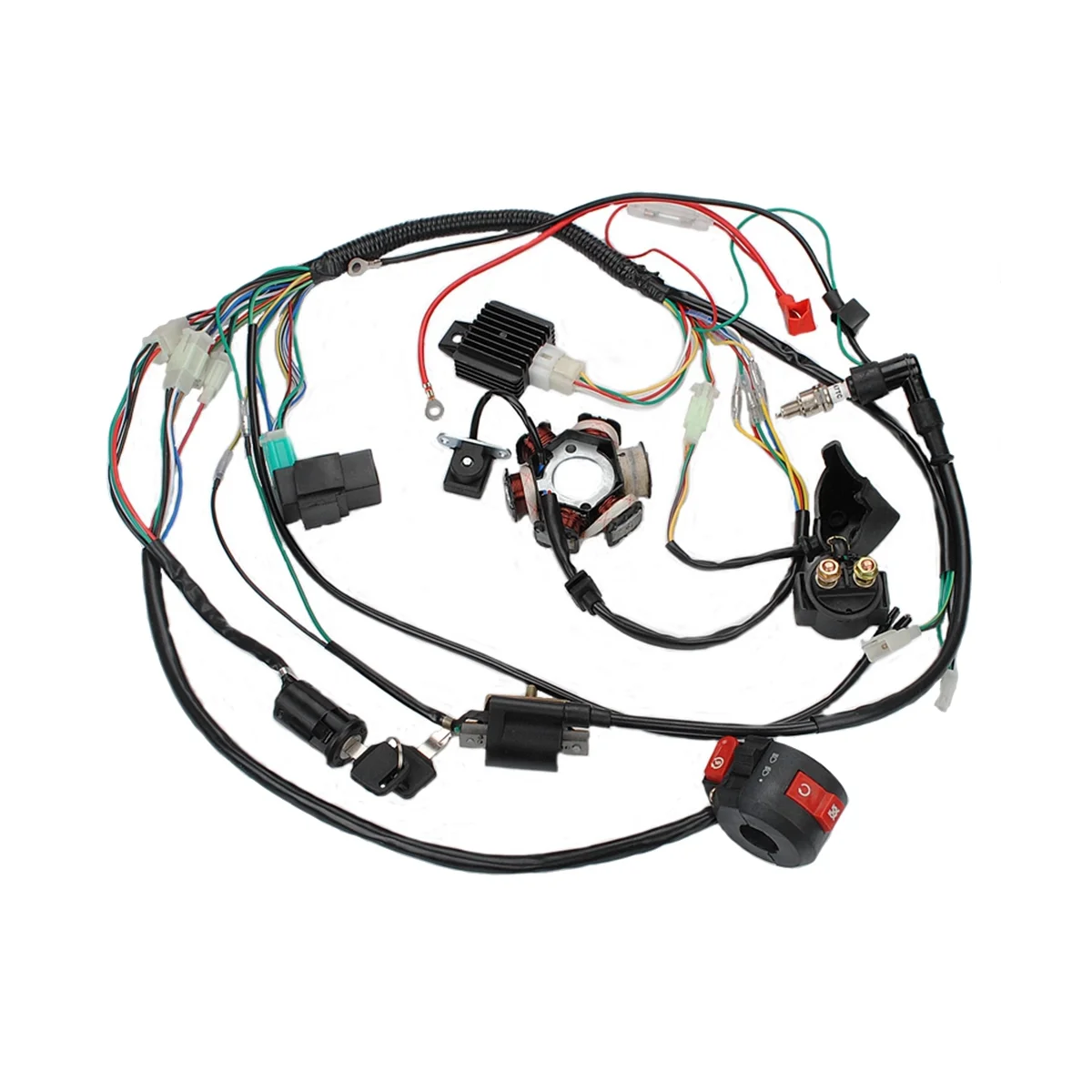 

Motorcycle ATV Quad Pit Bike Buggy Go Kart Full Complete Electrics Wiring Harness CDI STATOR 6 Coil for 50-125CC