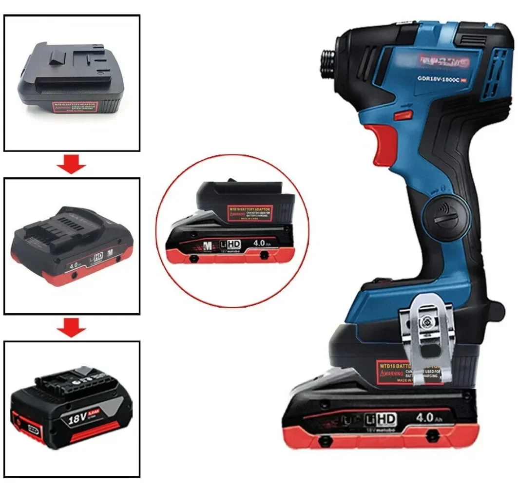 Converter Battery Adapter for Metabo 18V Li-ion Battery Convert To for Bosch BAT 18V Lithium Battery Electric Power Tool Drill bs18mt battery adapter converter usb for bosch 18v bat619g 620 batteries convert to for makita 18v bl 1860 lithium battery