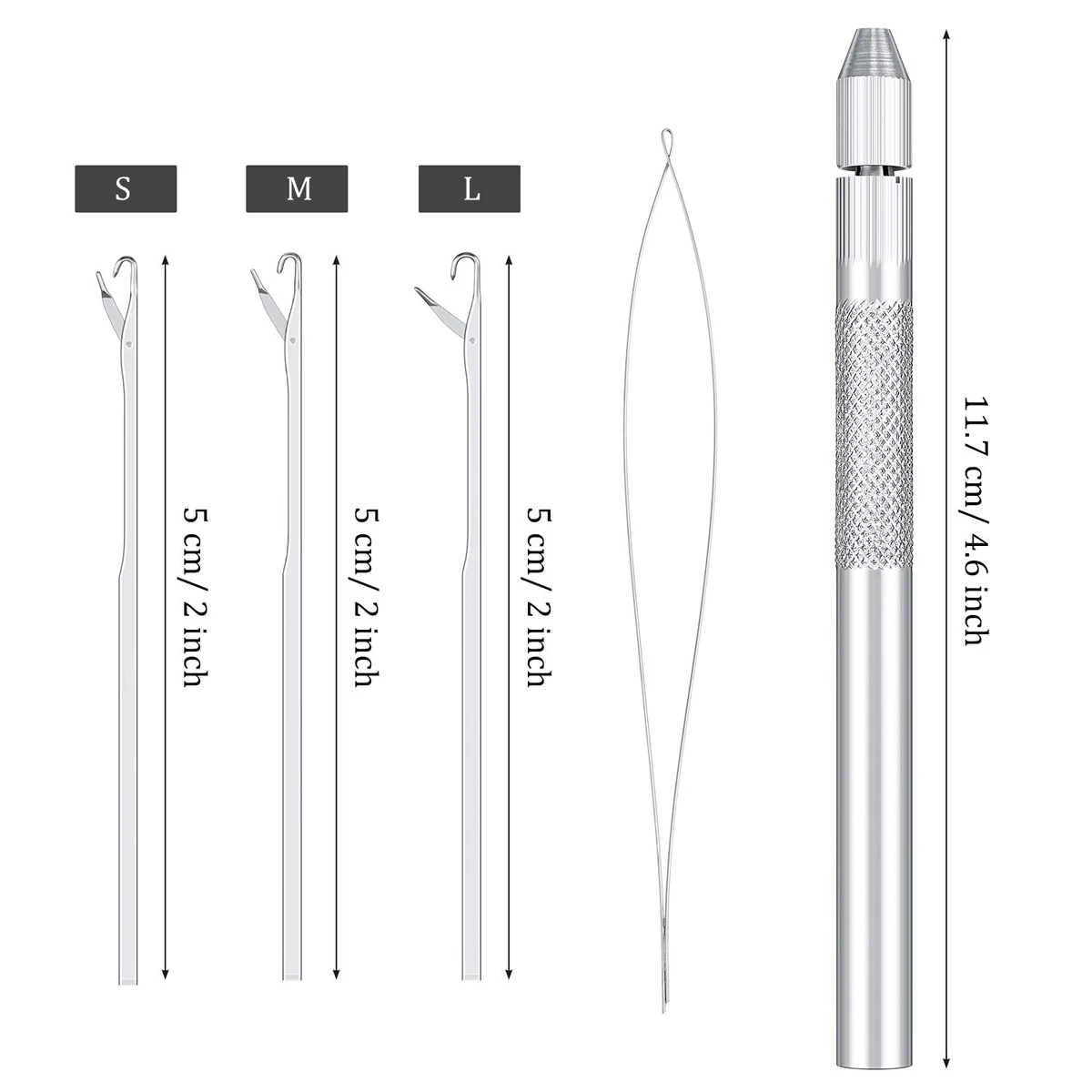Wig Making Tools Alloy Hook Needle Ventilation Needles Micro Ring Hair Crochet Needles 3 Hook + 1 Loop 1 Kit For Lace Wigs crochet hooks,hair extensions tool,wig making t pins,lace wig needles