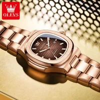 OLEVS 3696 Fashion Simple Men Watch Luxury Brand Square Men Quartz Watch Waterproof Luminous Calendar Top Watch Reloj Hombre