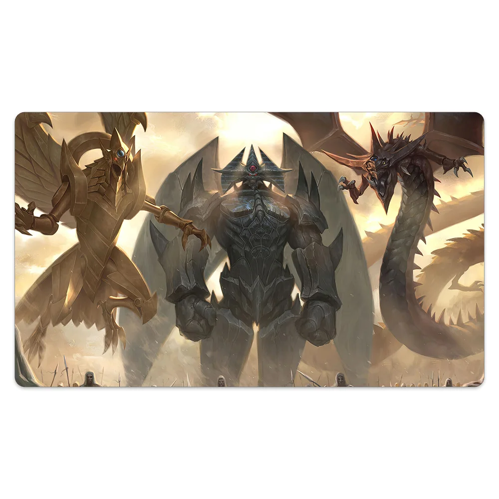 

Card Of God Board Playmat Slifer the Sky Dragon Table Mat Non-Slip YGO Card Playmat Standard Natural Rubber Playmat+Portable Bag