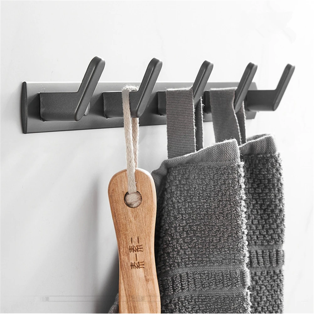 Black Robe Hook Bathroom Towel Hook Key Holder Coat Clothes Hanger Hardware Hat Scarf Handbag Storage Shelf Aluminium Alloy