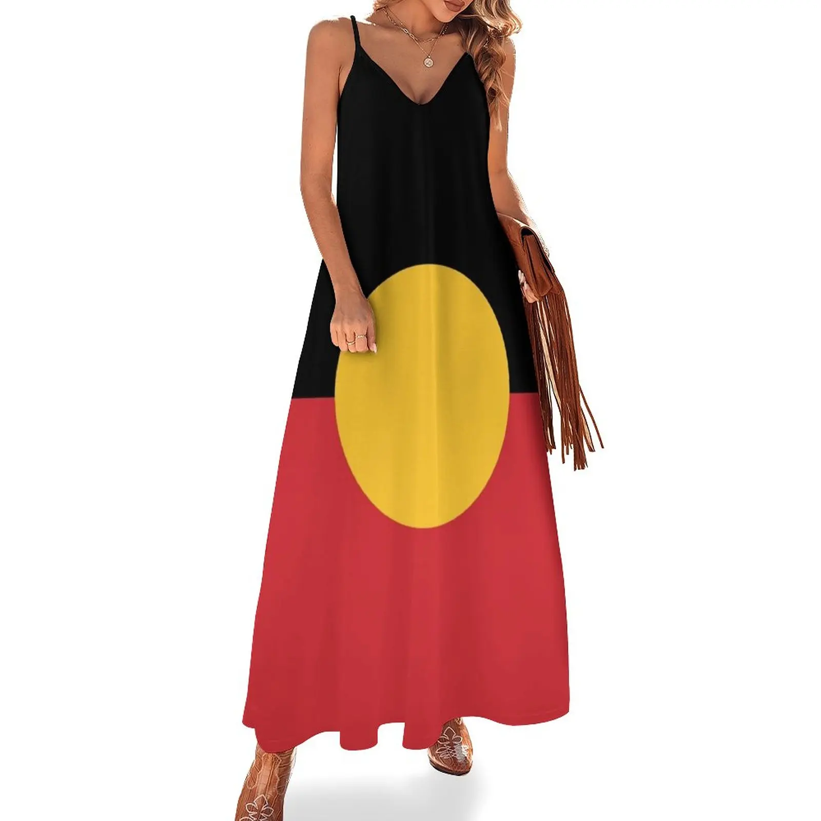 

Australian Aboriginal Flag #9 Sleeveless Dress evening dress ladies birthday dress for women