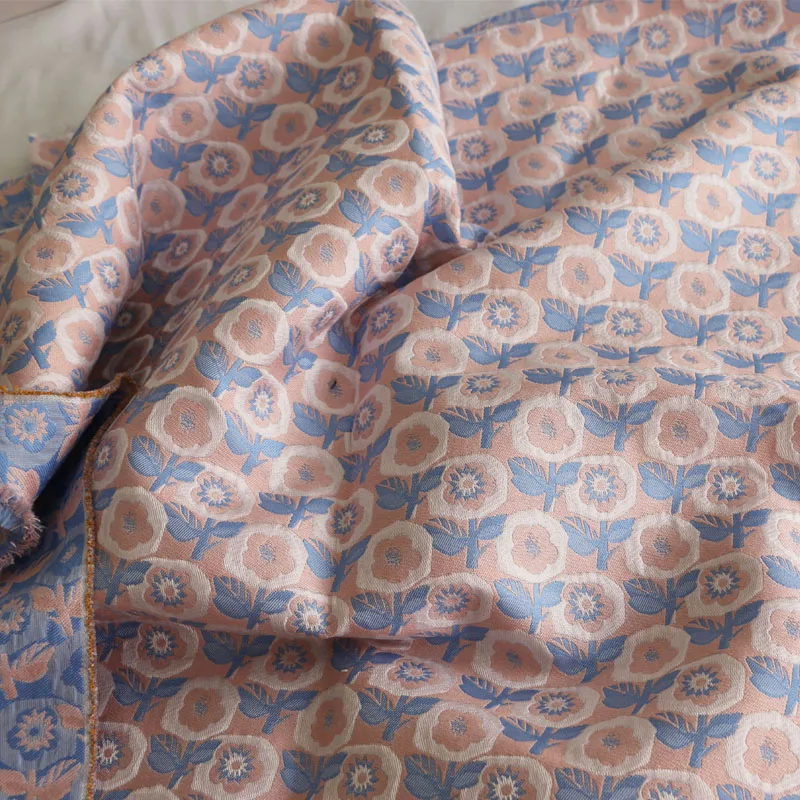 

Korean Style Purple Cute Flowers Doodle Brocade Jacquard Fashion Fabric Diy