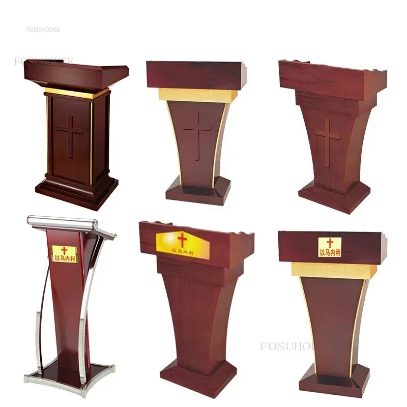 Simple Office School Class Furniture Reception Desks Modern Counter Front Desk Hotel Podium Tables Church Lectern Speech Table