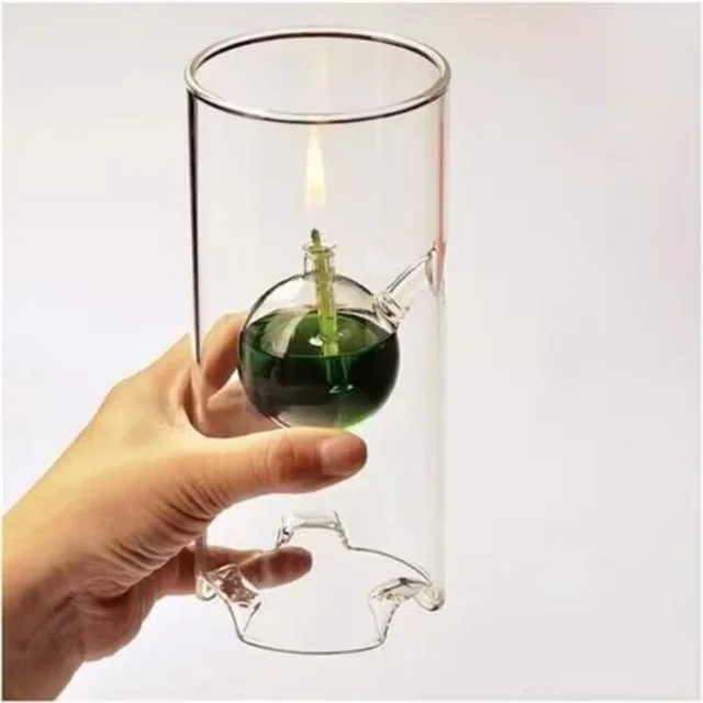 Cylindrical Oil Lamp Transparent Glass Candlestick Interior Glass Oil Lamp Household Decoration Creative Vintage Candle Holder - Image 4