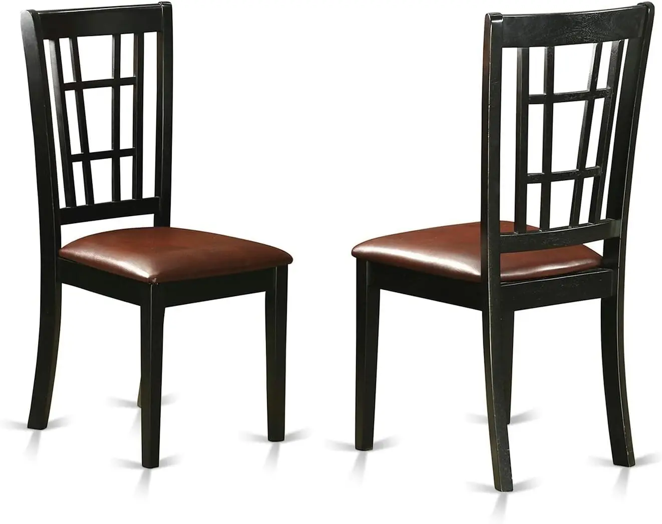 Small Spaces Contains a Round Dining Room Table with Dropleaf and 2 Faux Leather Upholstered Chairs, 42x42 Inch, Black