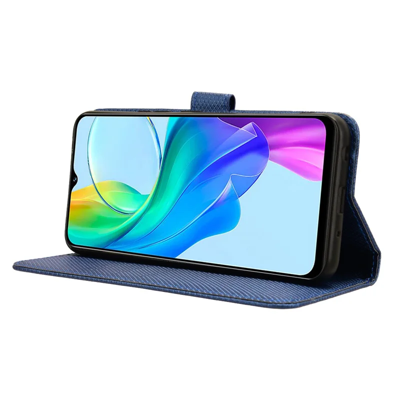 For Vivo Y03 4G Cover Luxury Flip Diamond Pattern Skin PU Leather