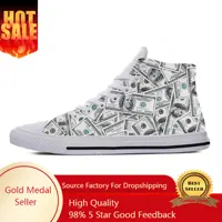 Gothic Dollar Money Pattern Funny Fashion Popular Casual Cloth Shoes High Top Comfortable Breathable 3D Print Men Women Sneakers 1