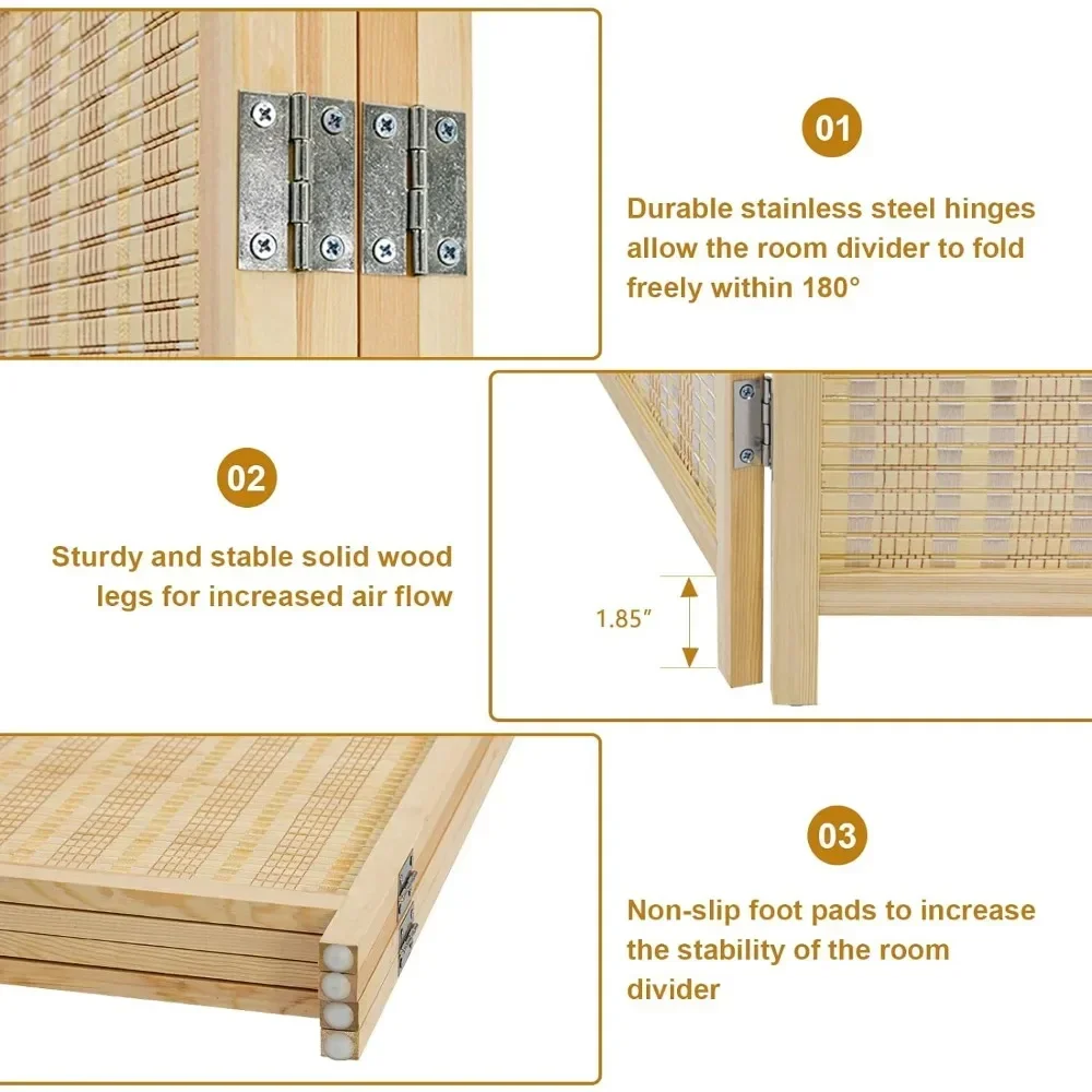 Desk Partition Moving Room Partitions and Dividers for Dressing Room Bedroom Office 5.6 Ft. Natural Fence Privacy Screens Screen