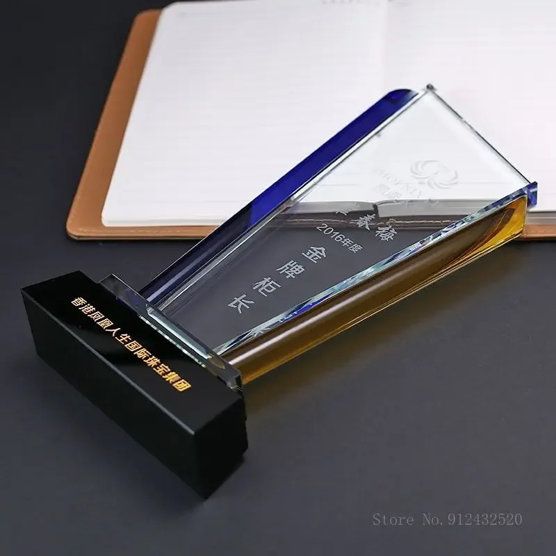 Customized Crystal Trophy, Color Printing, Sports Movie Award, Excellent Event Souvenir Commemorative Gift, Home Decoration, 1Pc