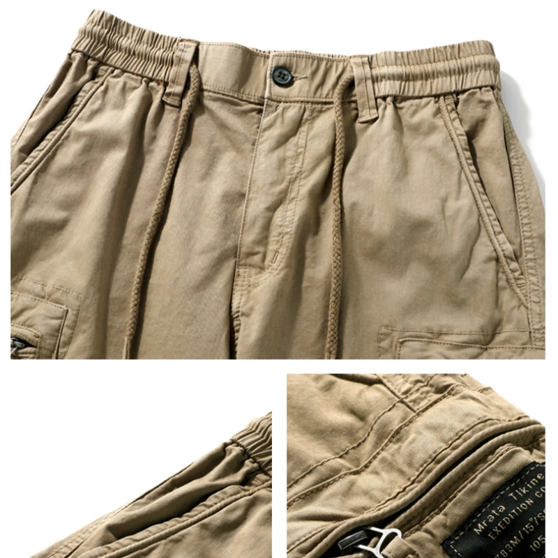 New Summer Cotton Loose shorts men jogging short pants Casual fitness streetwear men Multi-pocket sport casual hip cargo shorts