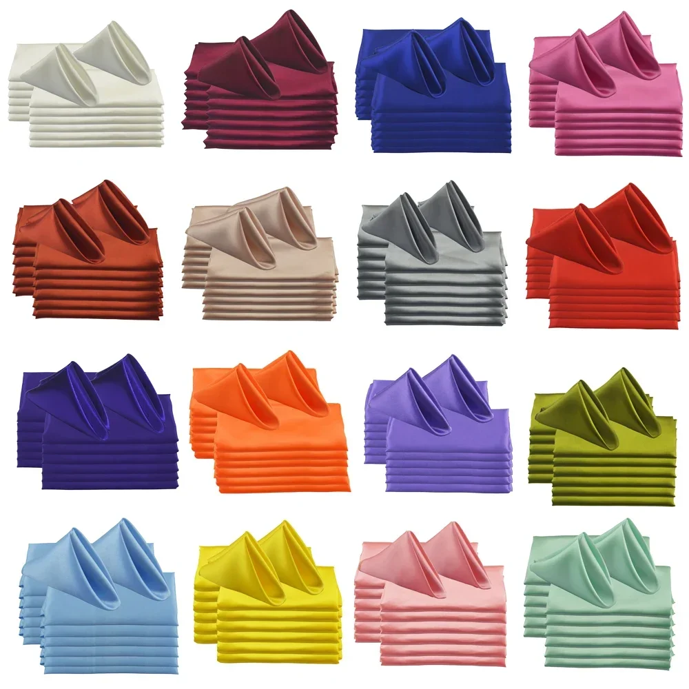 30pcs 45x45cm Satin Cloth Table Napkins For Wedding Mariage Party Decors Restaurant Christmas Birthday Banquet Napkin Tea Towel 5