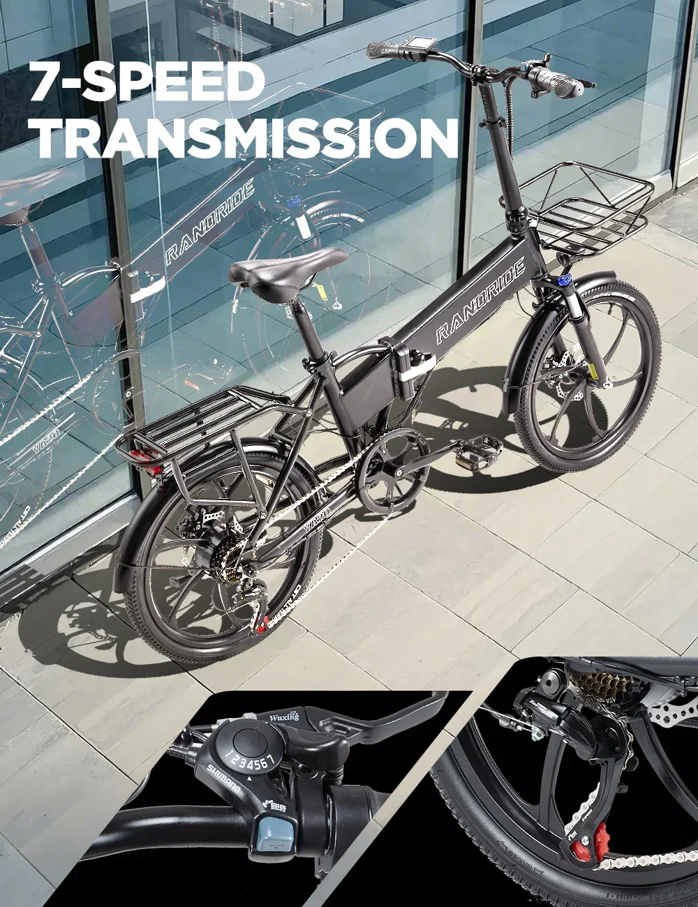 Randrid YA20 Electric bike 20 inch 350W 48V 12.8AH Folding Bike Lithium Battery Electric bike for adult S52c1c97630124404bcfbc3d76c9b785aA