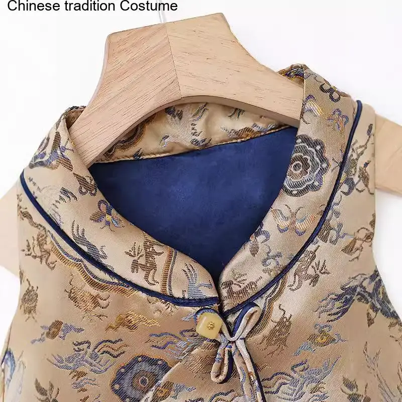 Bigsize 4Xl 5Xl Sleeveless Tang Clothes Women Elegant Vest New Chinese Style Hanfu Top Luxury Jacquard Song Brocade Outwear