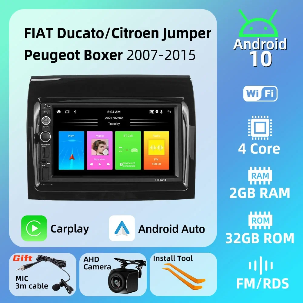 Autoradio Stereo 2 Din Android Per Fiat Ducato Citroen Jumper Peugeot Boxer 2007-2015 Autoradio Carplay Schermo Multimediale Auto