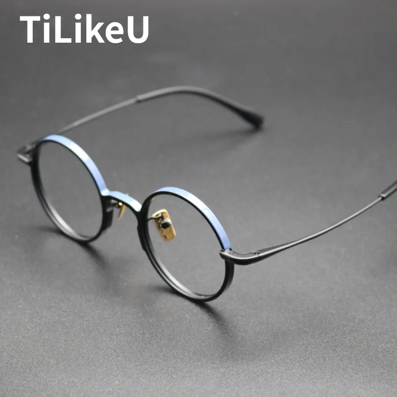 

Japanese Pure Titanium Prescription Glasses Frames Men Vintage Small Round Frame Eyeglasses Women Brand Designer Optics Eyewear