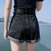 Shorts Women Black Gray Denim Shorts For Women Summer High Waist Loose Ropa