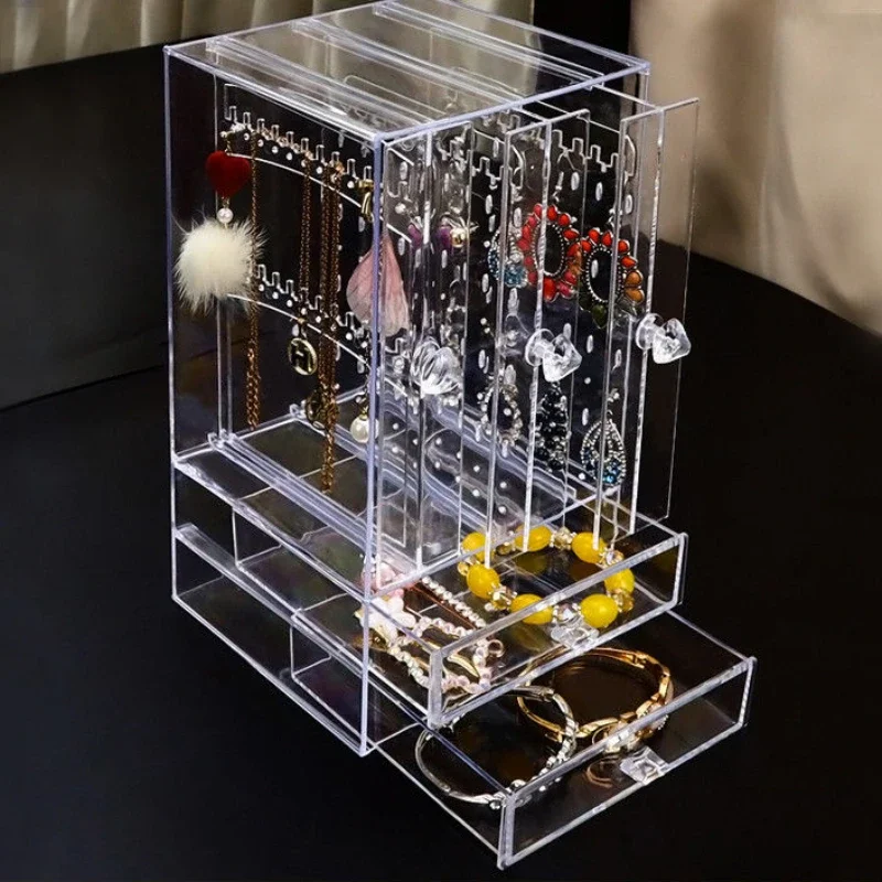 Big Size Jewelry Box Organizer Transparent Plastic Jewelry Boxes for Women Necklace Bracelet Earrings Display Stand Accessories