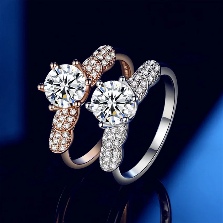 

TbestoneTbestone Real Moissanite Rose Gold Diamond Ring Women Fashion Elegant 1CT 925 Sterling Silver Gift Girl Party Jewelry