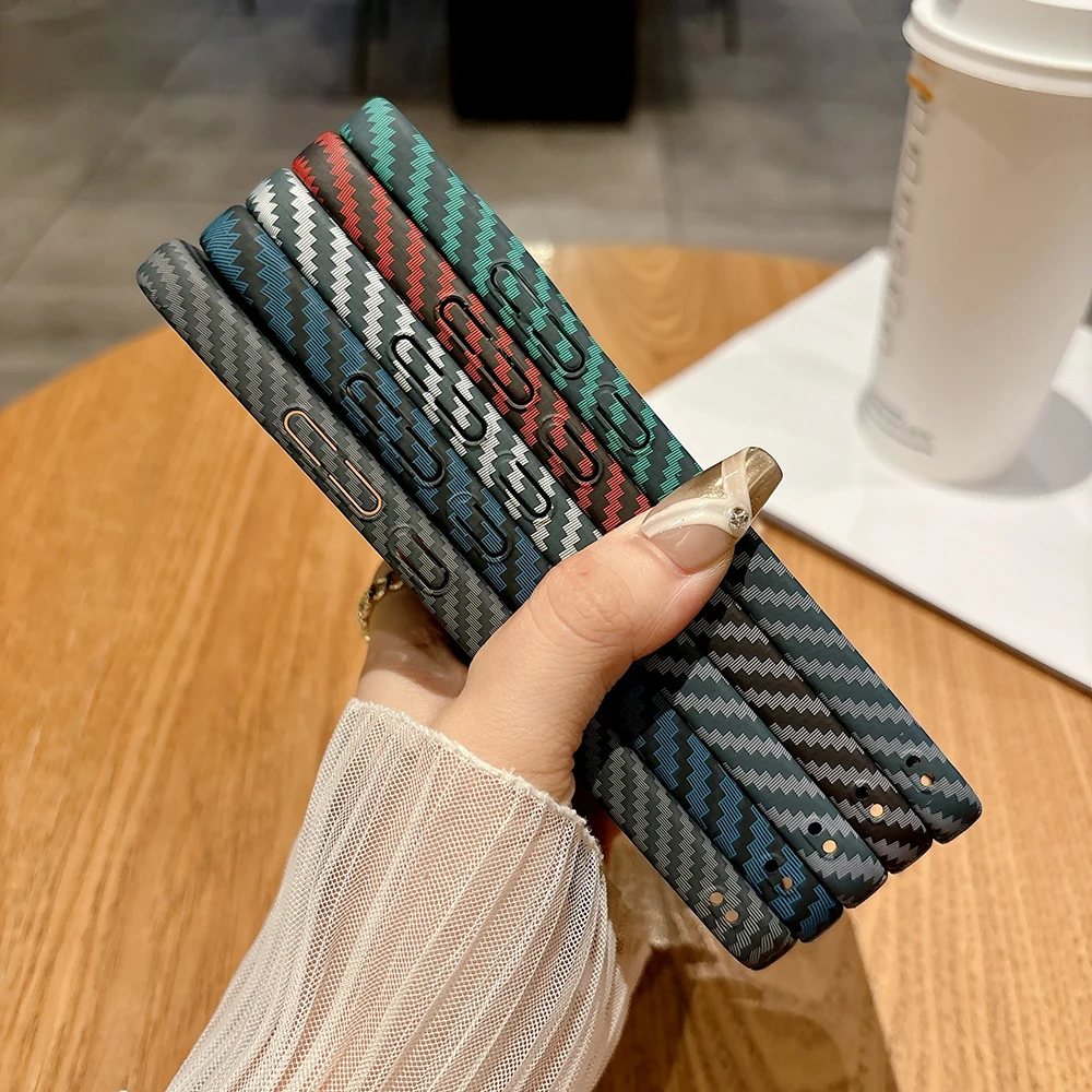 Ultra-Thin Carbon Fiber Texture Protective Case with Color Collision Design