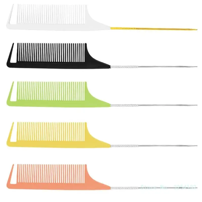 

Profession Pointed Tail Hair Comb Anti-static Hair Dye Brush Barber Steel Needle Comb Salon Hairdresser Barber Accessory