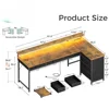 61" L Shaped Desk with 7 File Drawers, Gaming Desk with LED Light & Power Outlet, Reversible Home Office Desk 2