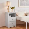 Nightstand with 2 Drawer and 1 Open Shelf, Tall Bedside Table Wooden Flie Cabinet Telephone Table Bed Side Table with Storage 2