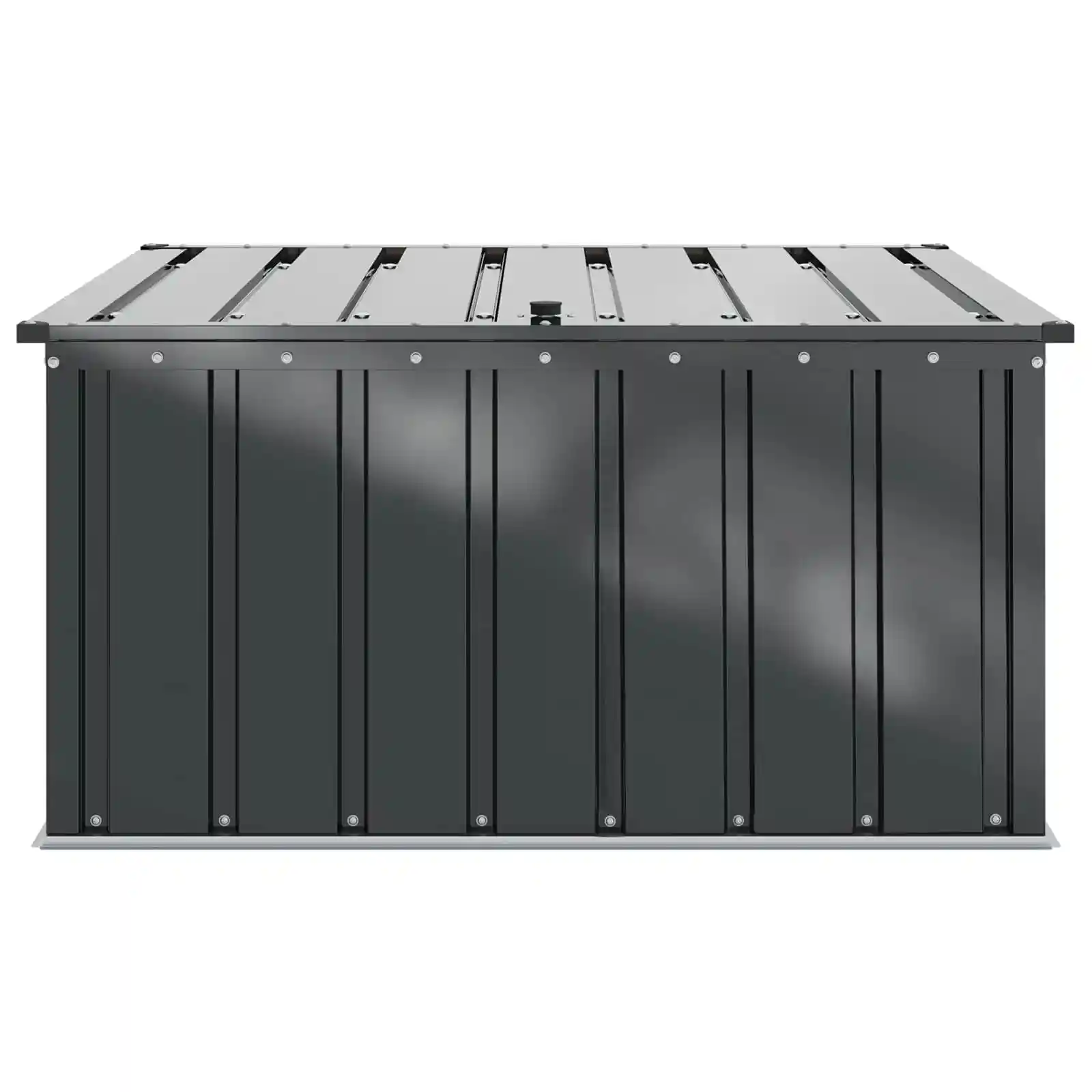 Schwarze Gartenaufbewahrungsbox 101x82x50 cm aus Stahl, für Werkzeuge und Zubehör – Detail 6