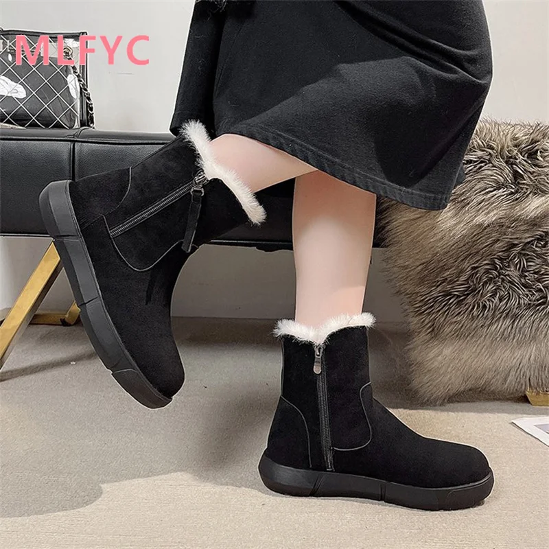 Thick soled snow boots for women in 2023 new winter plush thick insulation comfort boots versatile cotton shoes short boots